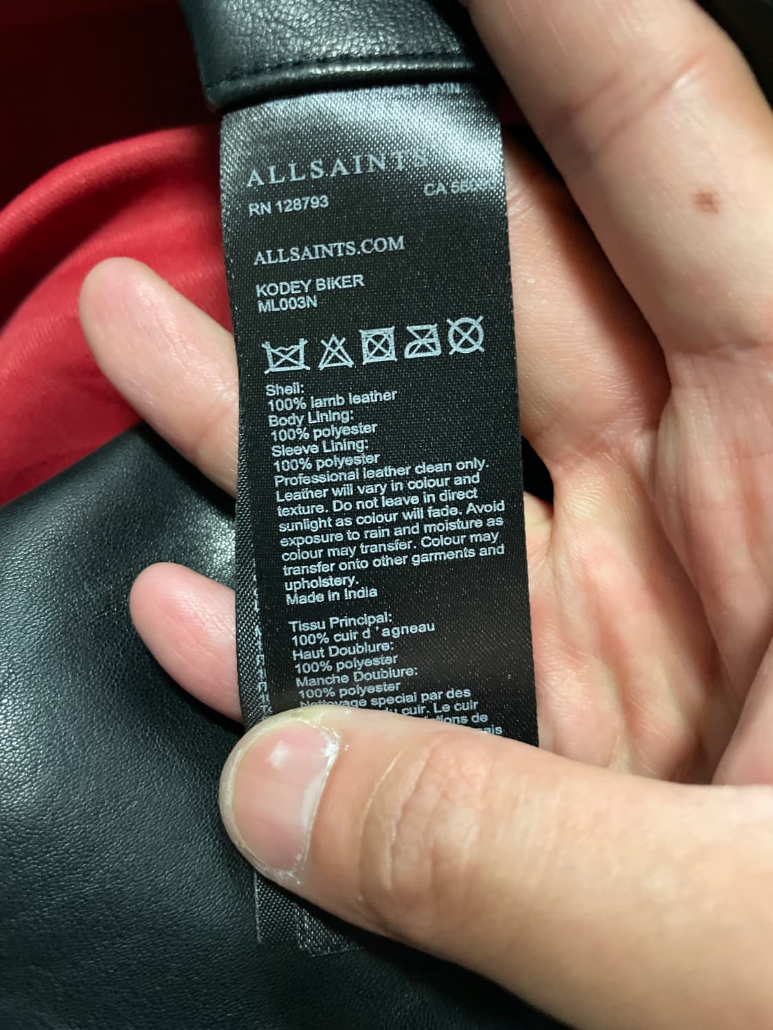 ALL SAINTS 올 세인츠 2WAY 양가죽 코디 바이커 라펠 레더 상품이미지9