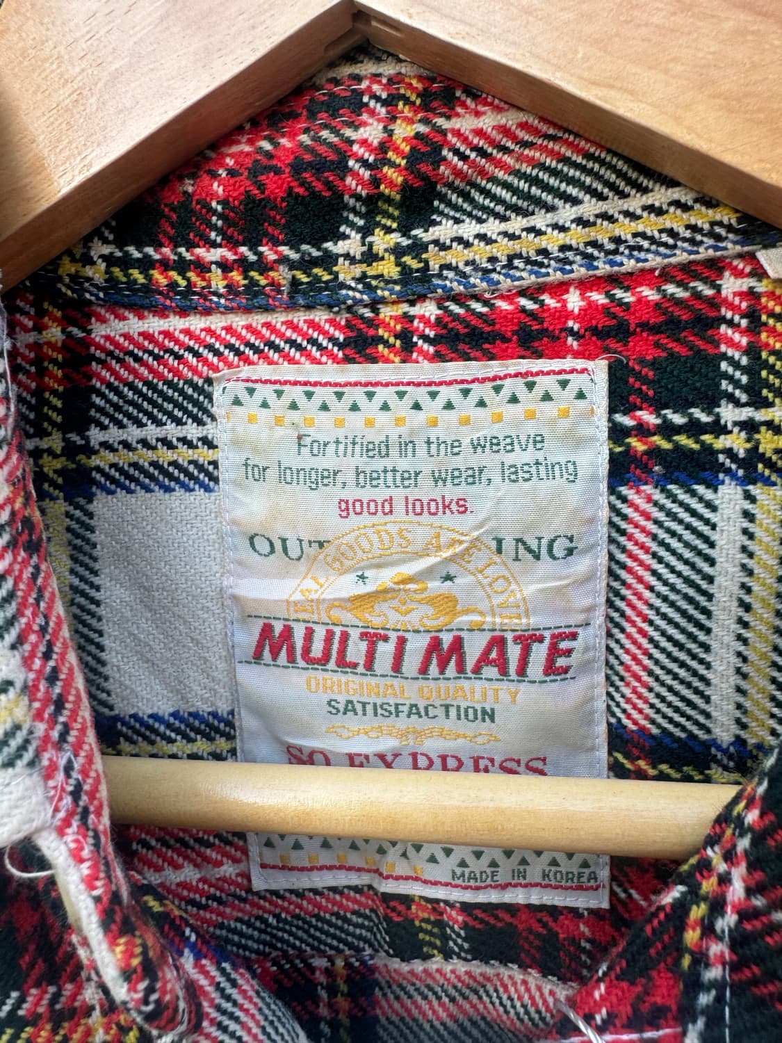 80s 멀티메이트 체크 배색 플란넬 셔츠 L 상품이미지6