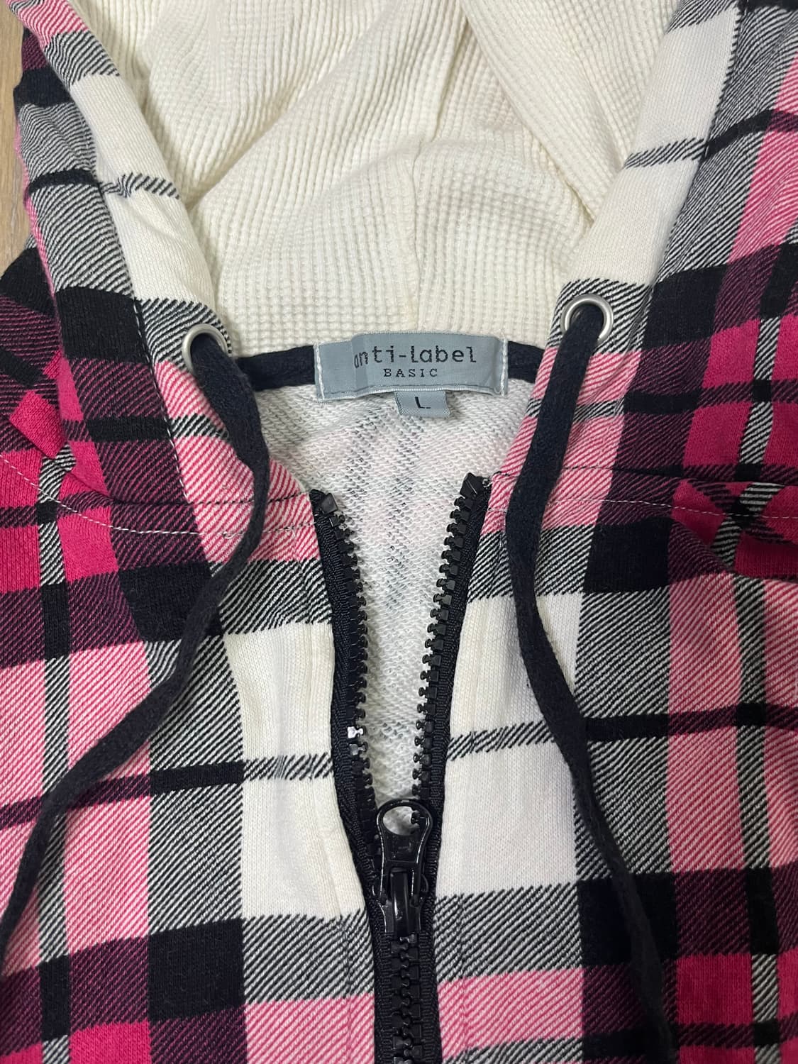 Anti label 핑크 타탄 체크 후드집업 상품이미지8