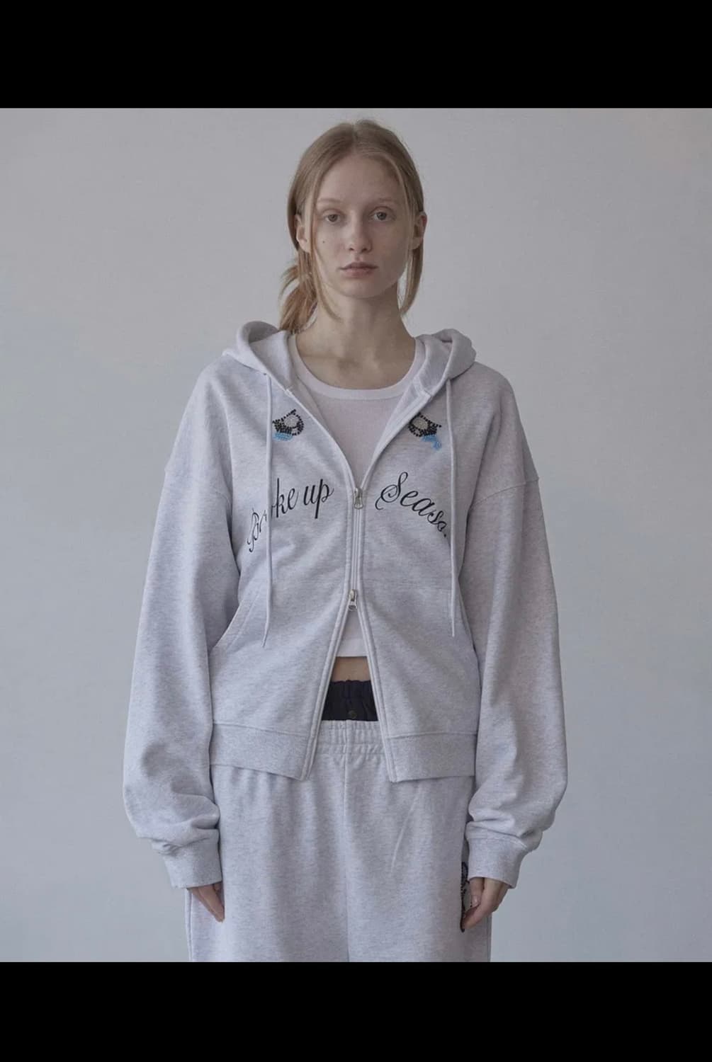 My Go To Hoodie Zip-Up White Melange 상품이미지1