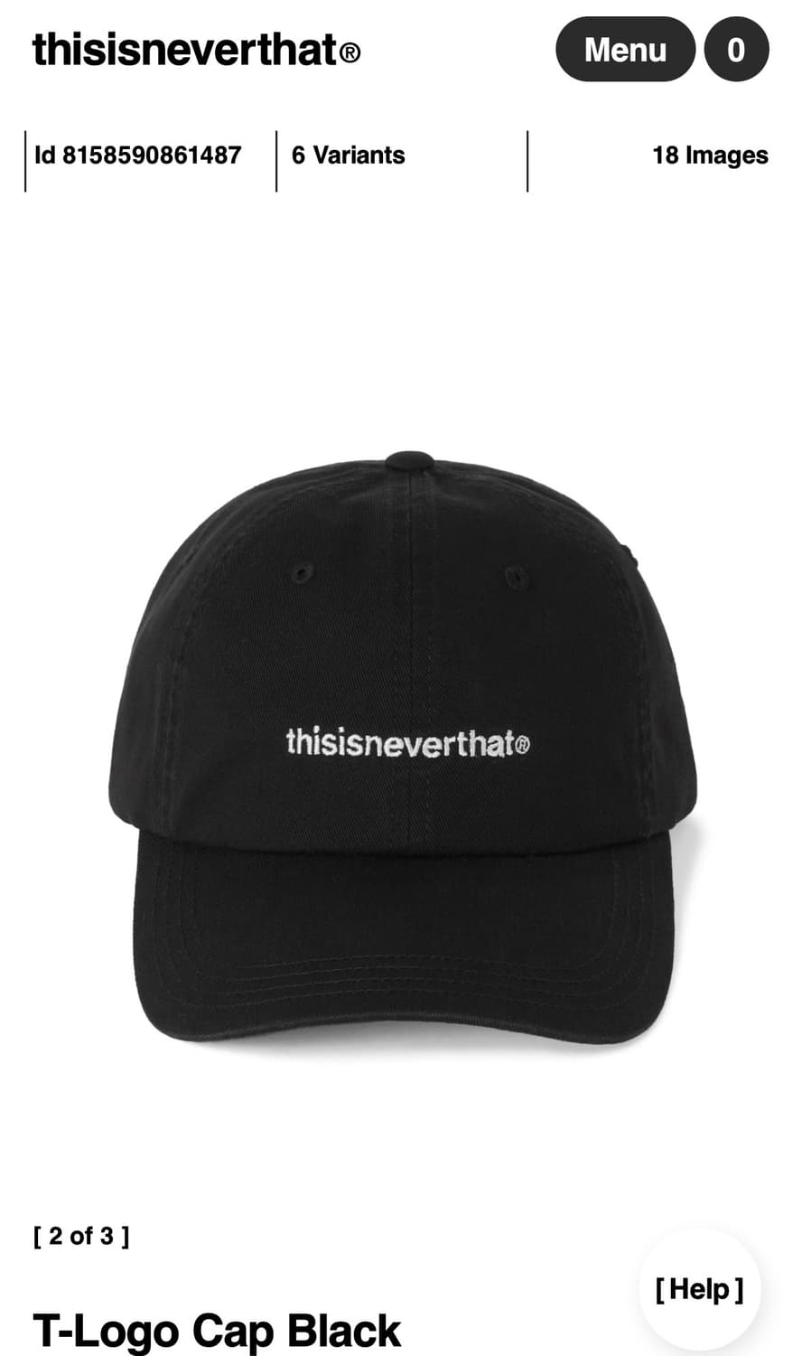 디스이즈네버댓) T-Logo Cap Black 상품이미지1