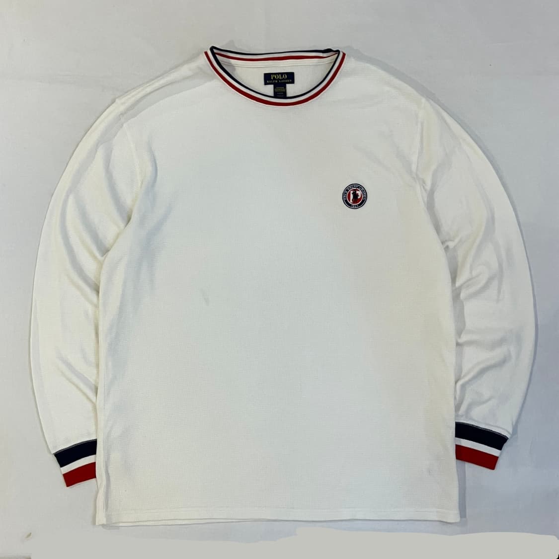 폴로 패치로고 써멀 와플 롱슬리브 링거티 화이트 상품이미지1