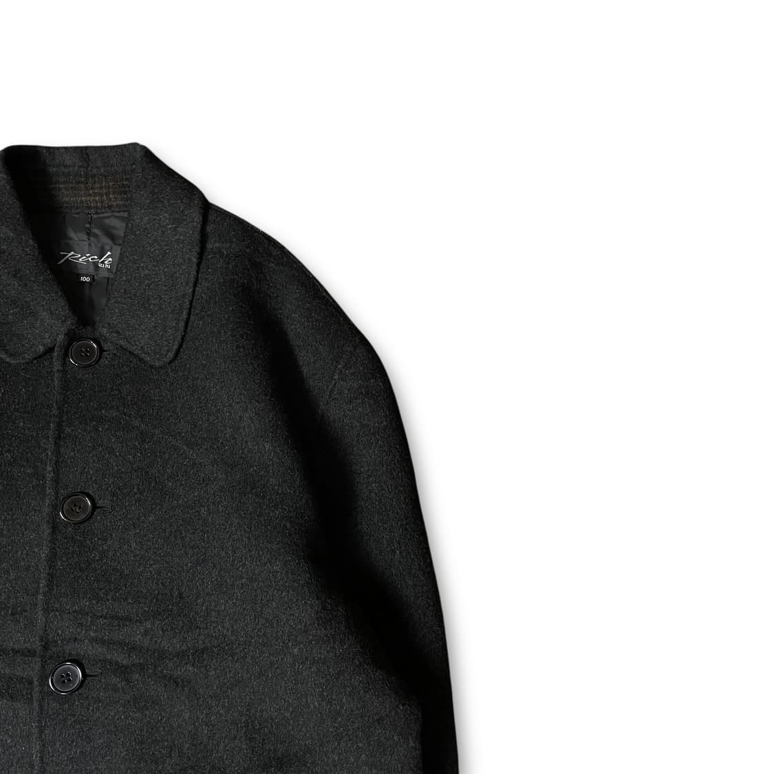 리치 차콜 울 싱글 롱 코트 100 상품이미지2