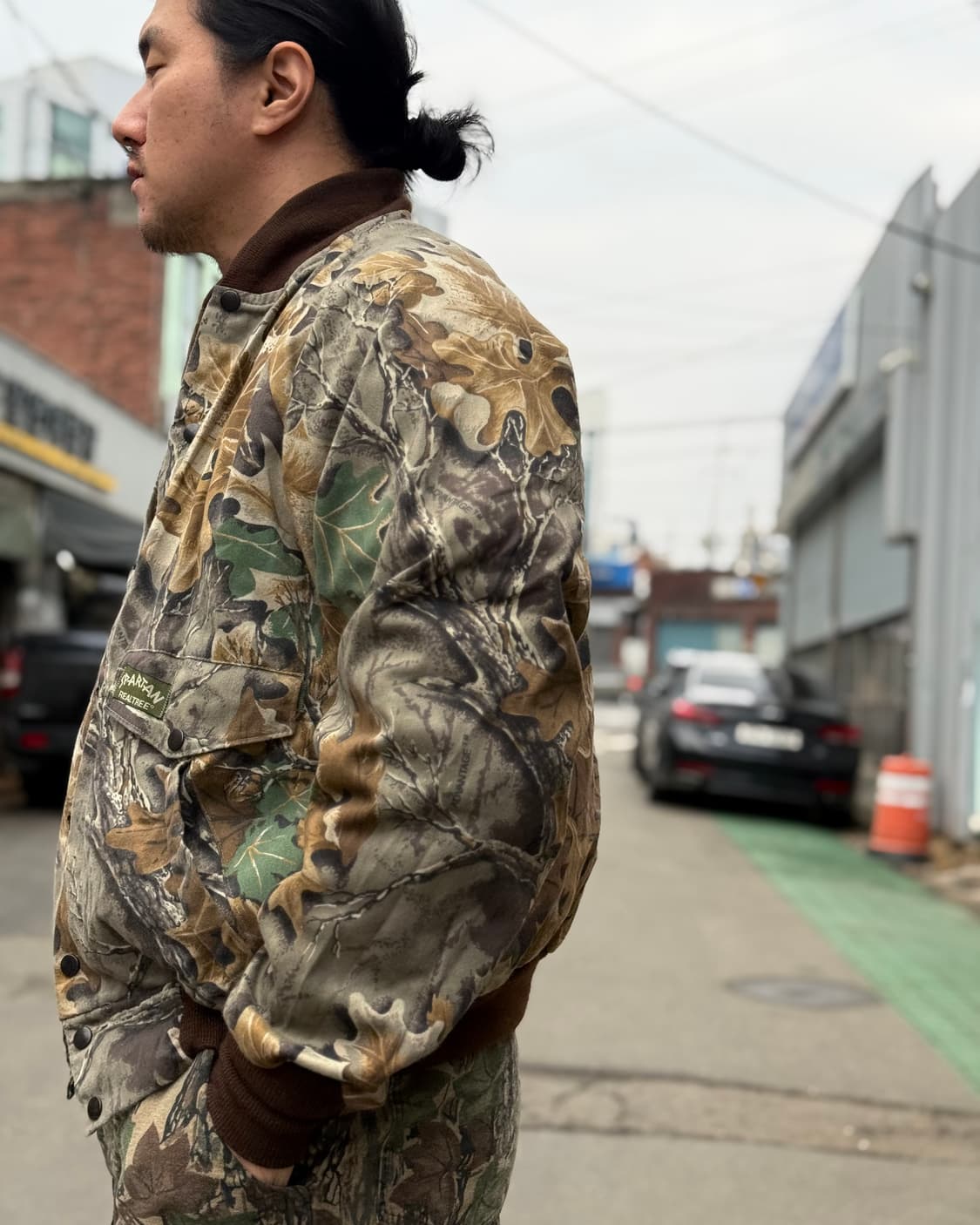 90‘s 스파르탄 코튼우드 카모 패턴 봄버 자켓 L 상품이미지8