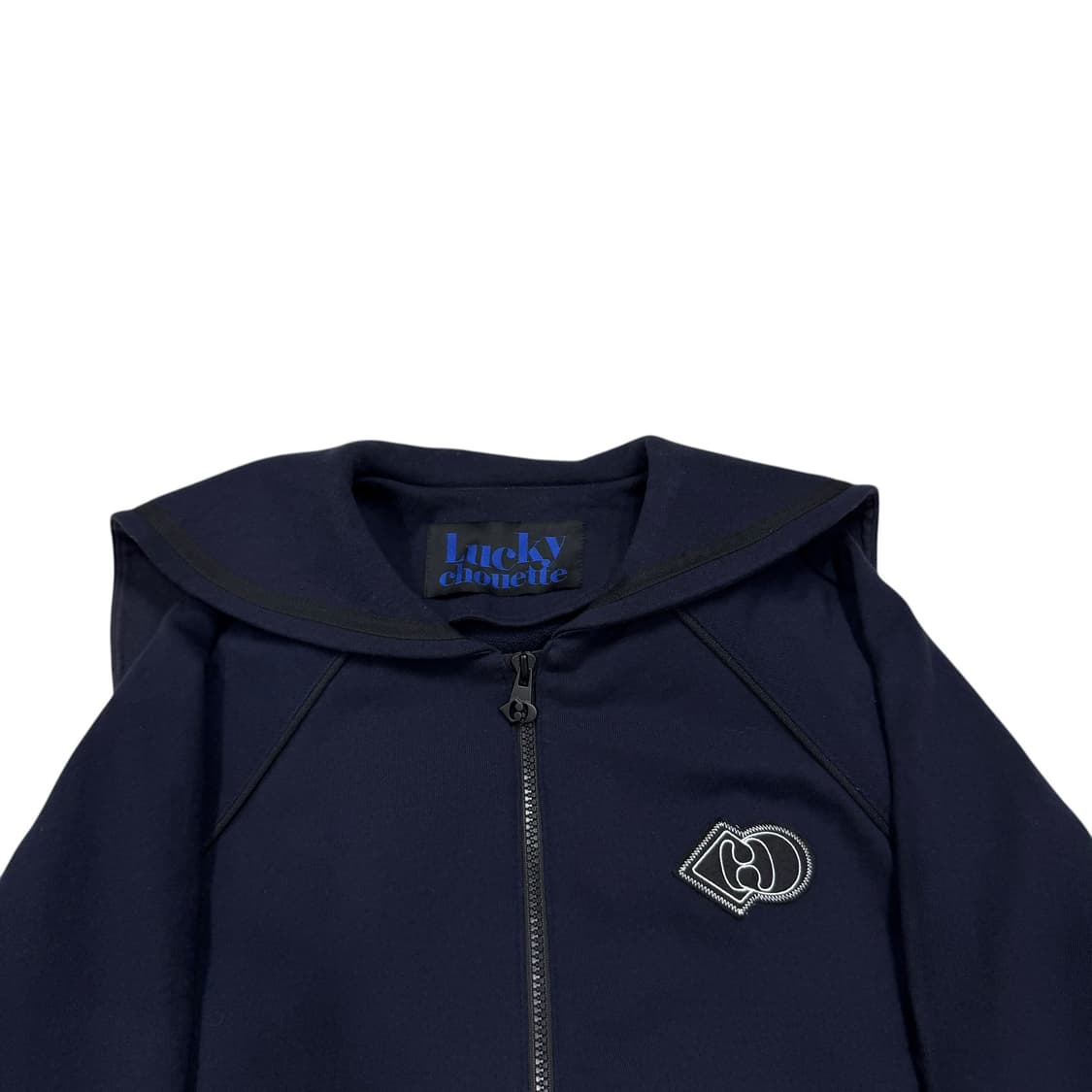 럭키슈에뜨 세일러 카라 백 프린트 집업 저지 점퍼 네이비 36 상품이미지2