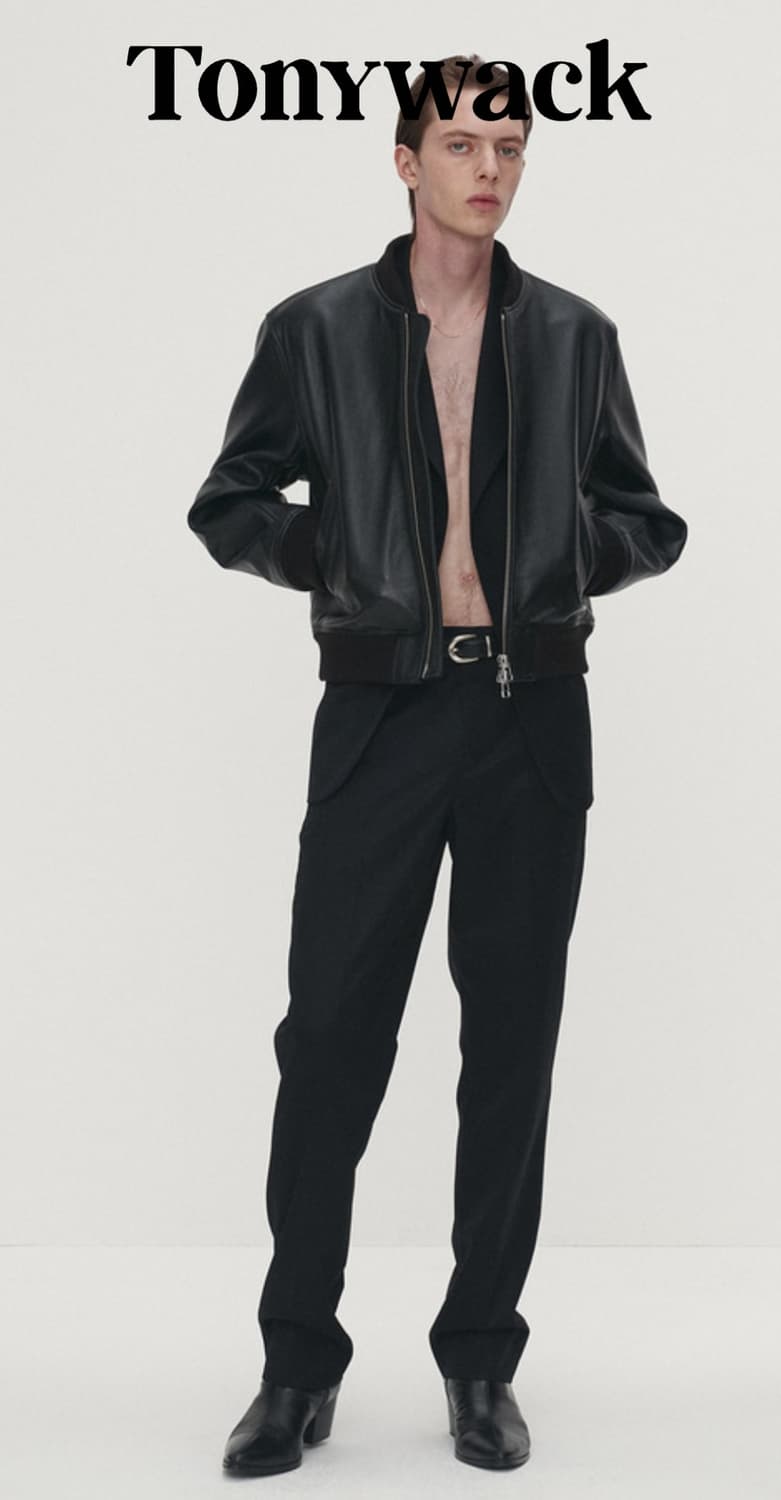 토니웩 그레인 레더 블루종 봄버 자켓 상품이미지3