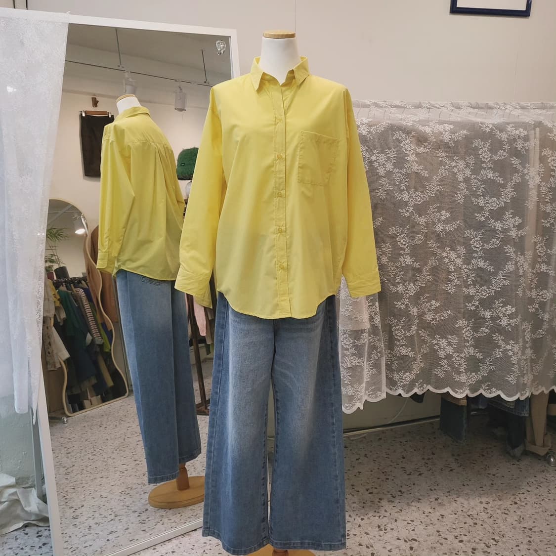 Aix les bains 바스락 옐로 셔츠 상품이미지2