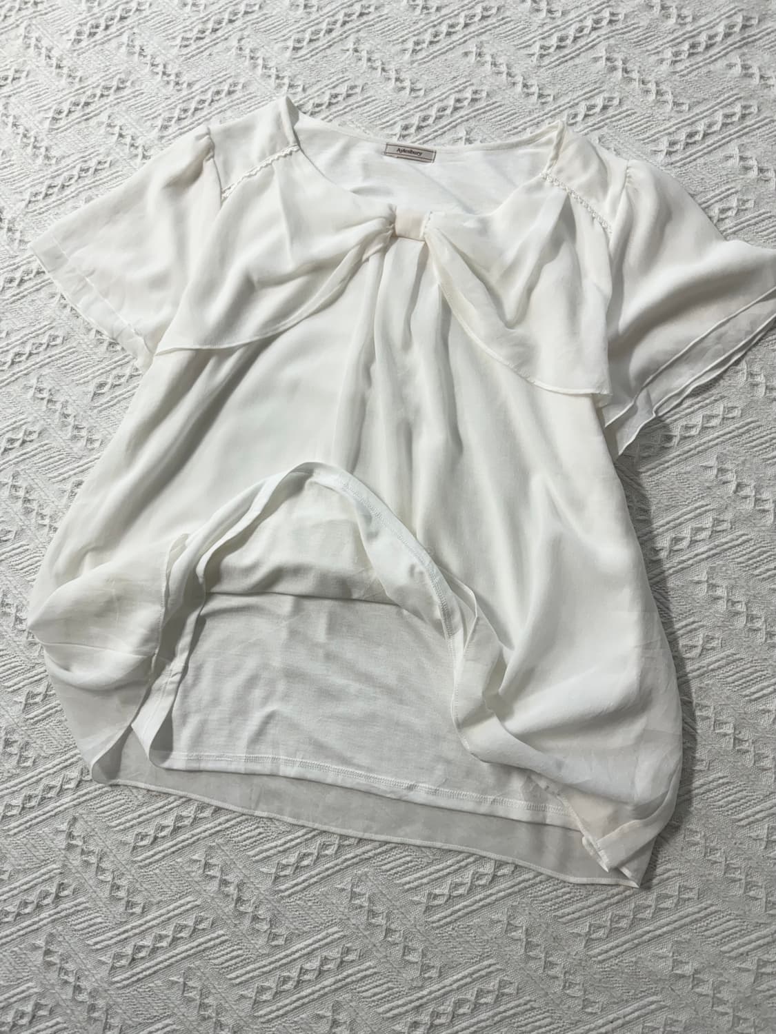 리본 모티프 넥 블라우스 상품이미지6