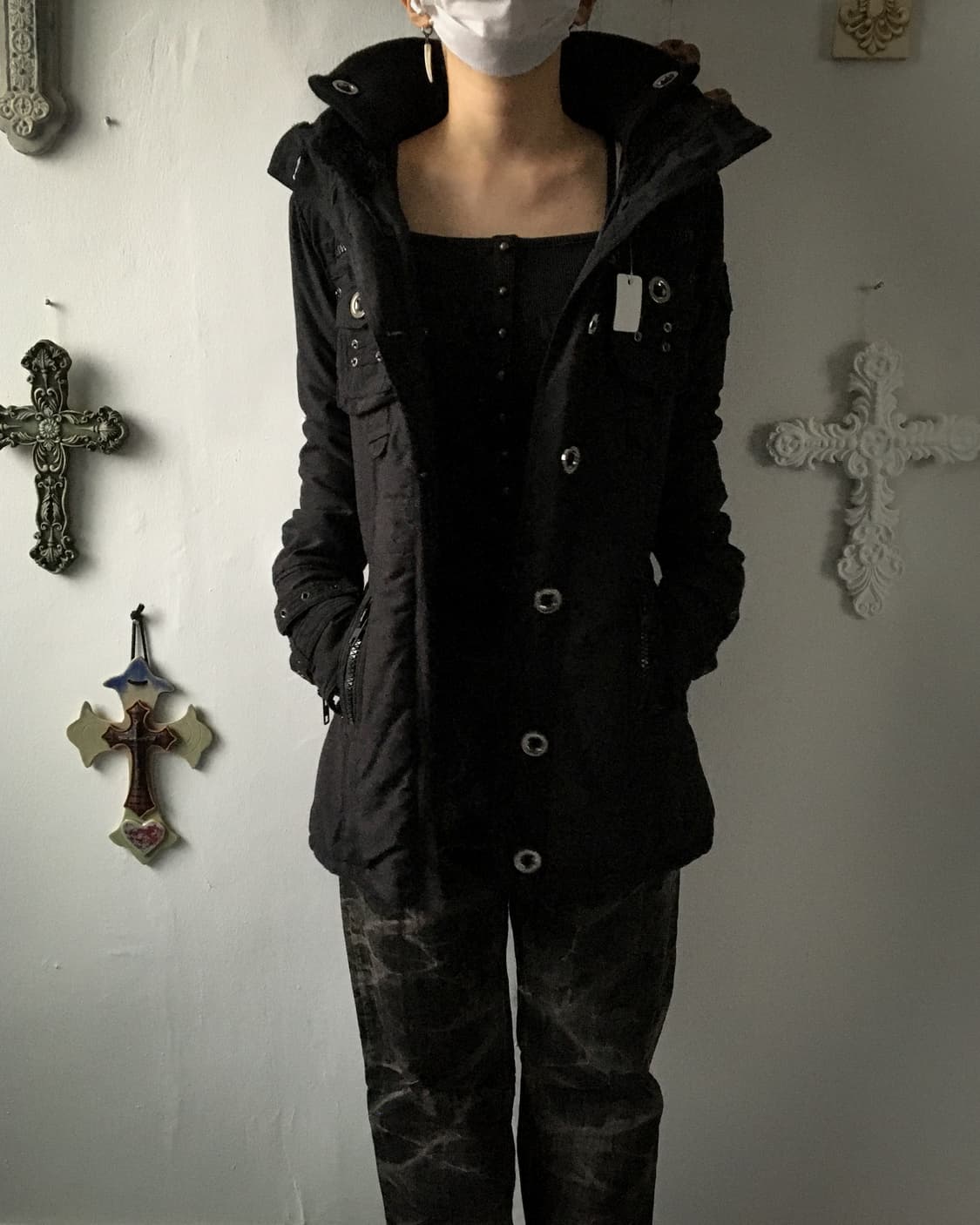 High neck padded belted jacket 상품이미지10