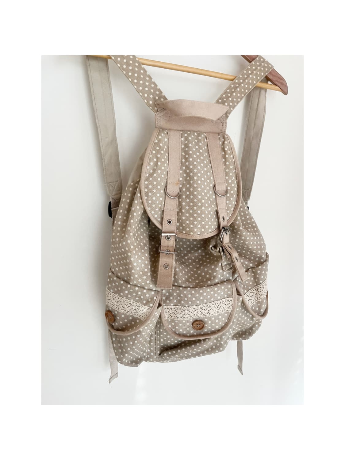 단추코어 땡땡이 도트 레이스 아일렛 모리걸 백팩 가방 배낭 상품이미지5