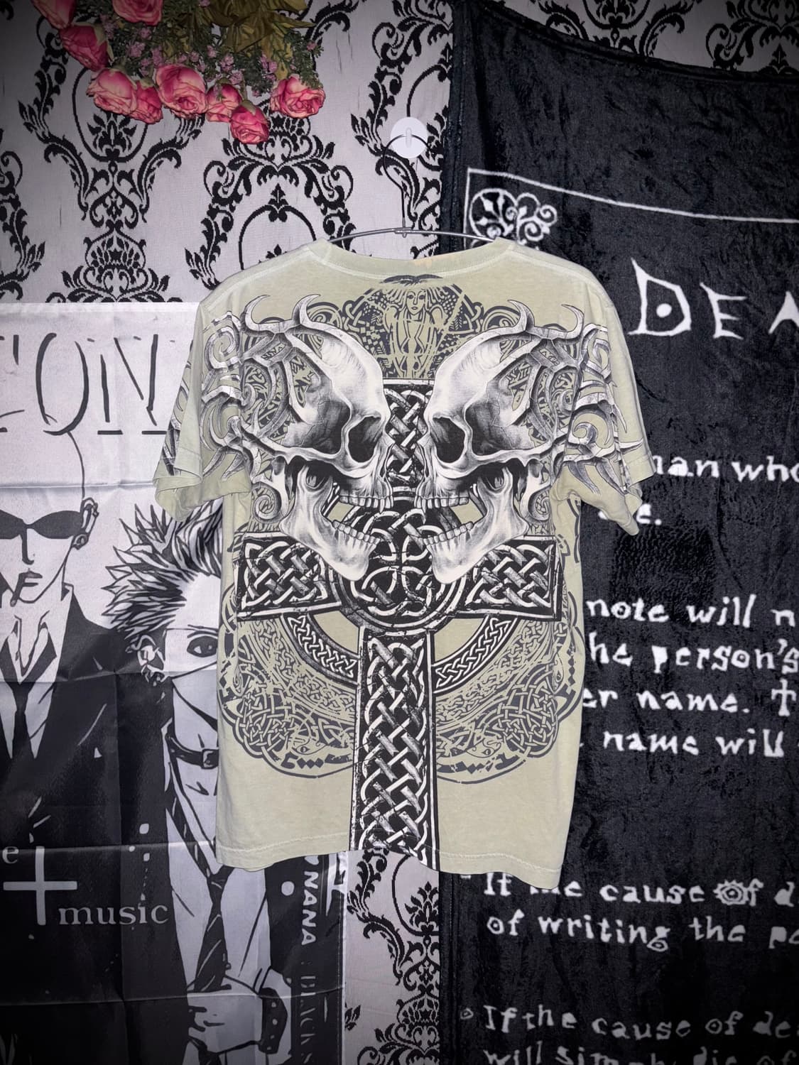 Light Khaki Skull Printed Short Sleeve 상품이미지2