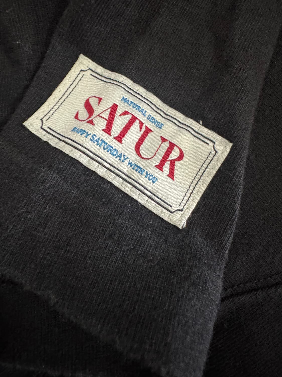 세터 SATUR 로고 자수 보야지 반팔 티셔츠 XL 2XL 블랙 상품이미지4