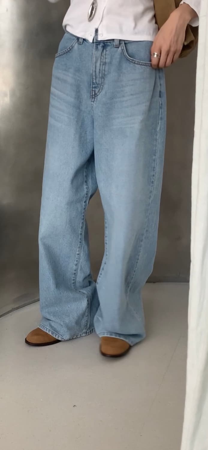 새상품 와이드 연청데님 상품이미지2