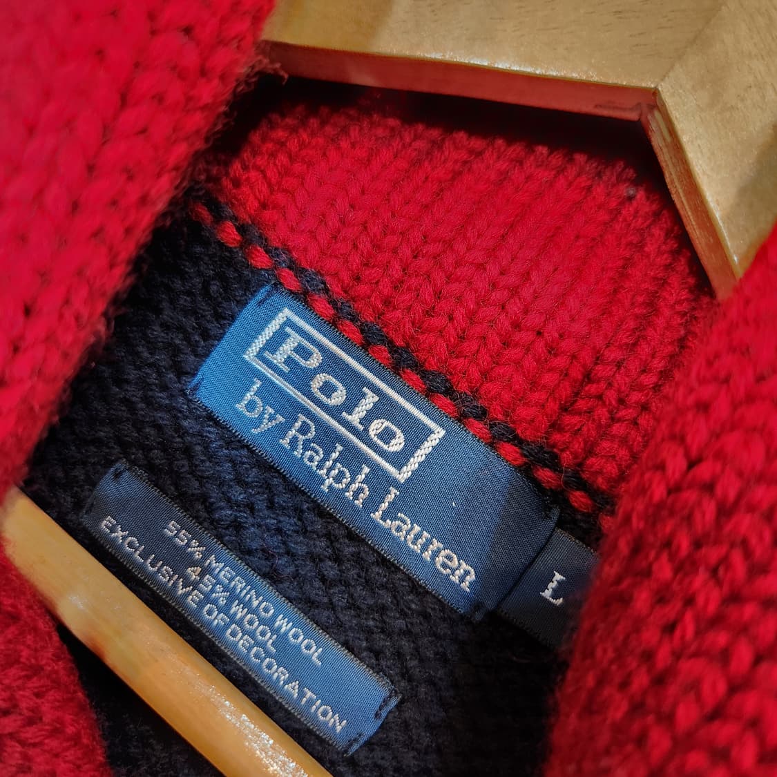 폴로랄프로렌 메리노울 성조기 숄카라 니트 L 피셔맨 상품이미지4