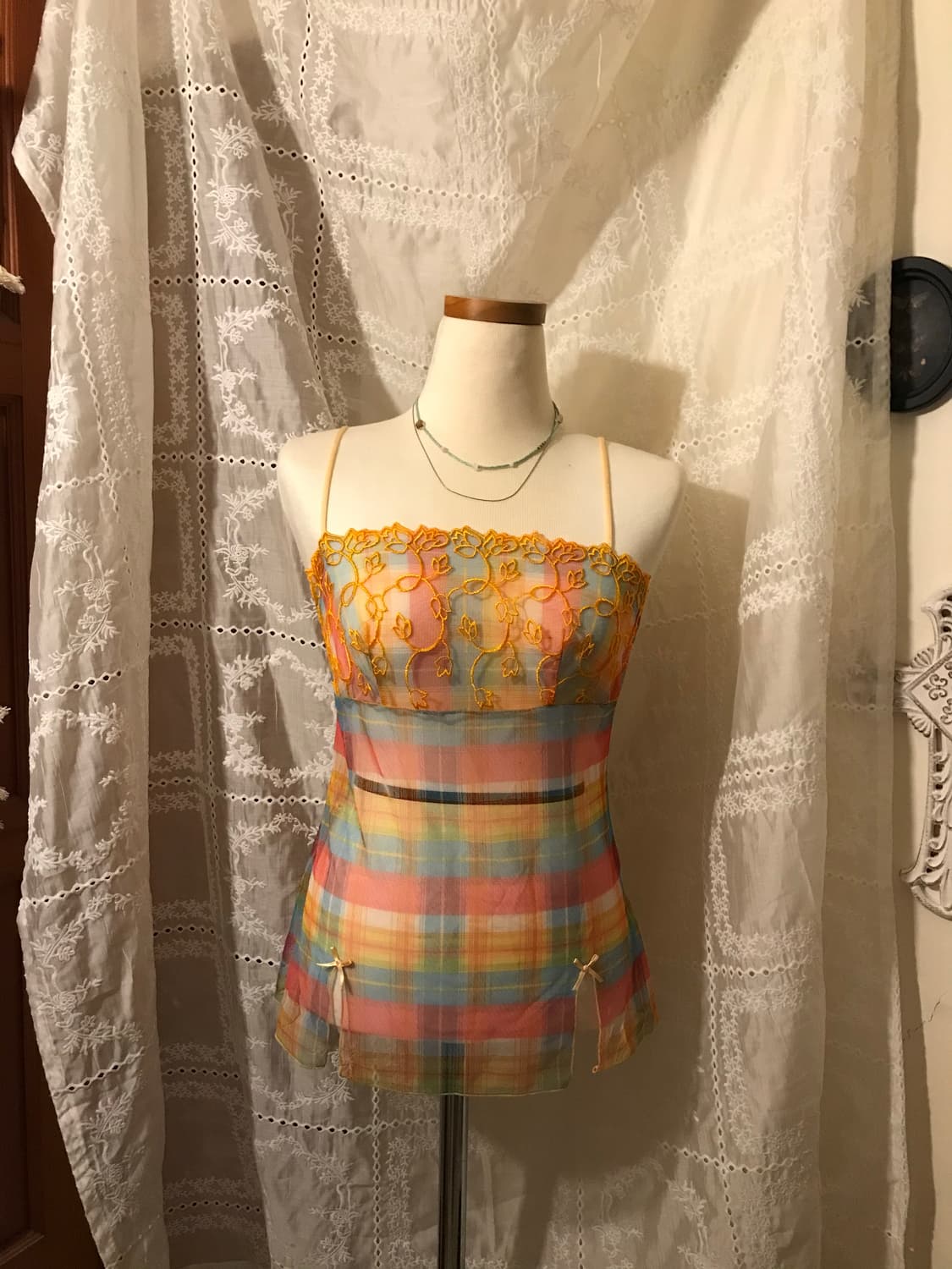 빈티지 소르베 체크 캐미솔 상품이미지1