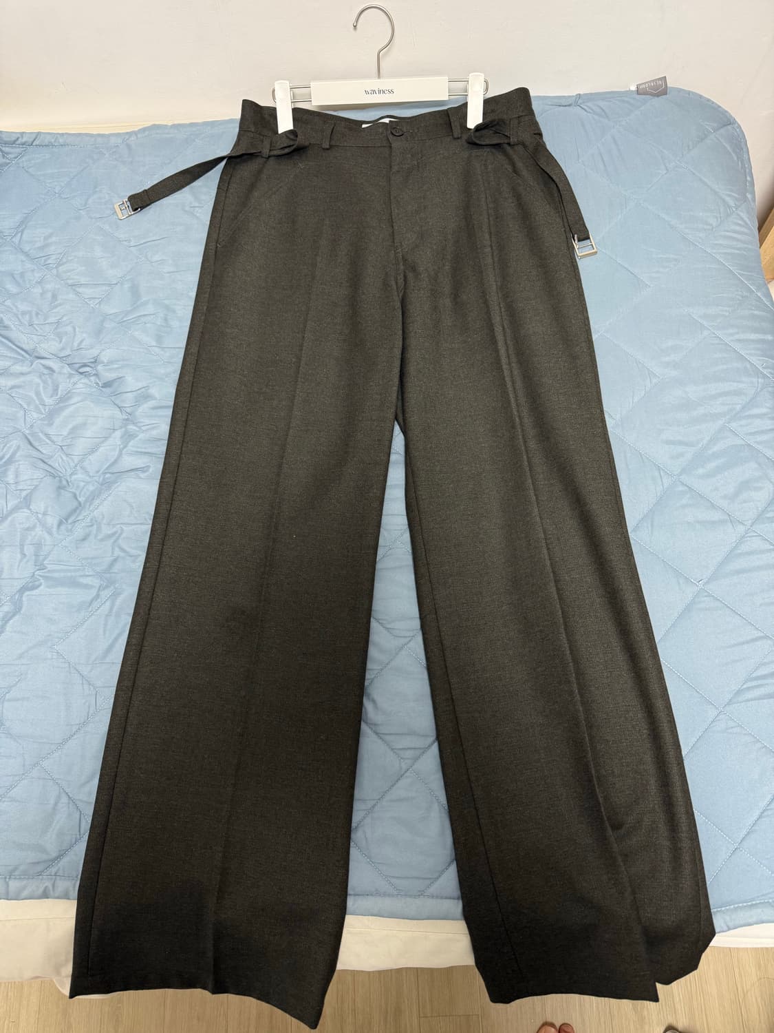 [3] 웨이비니스 25fw 사이드버클 울 슬랙스_카키 상품이미지2