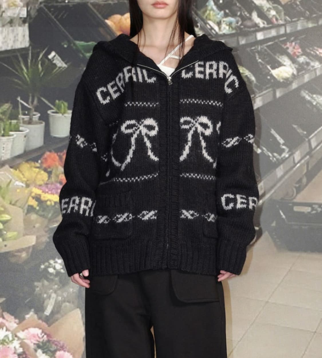 Cerric RIBBON COWICHAN ZIP UP / BLAC 상품이미지2