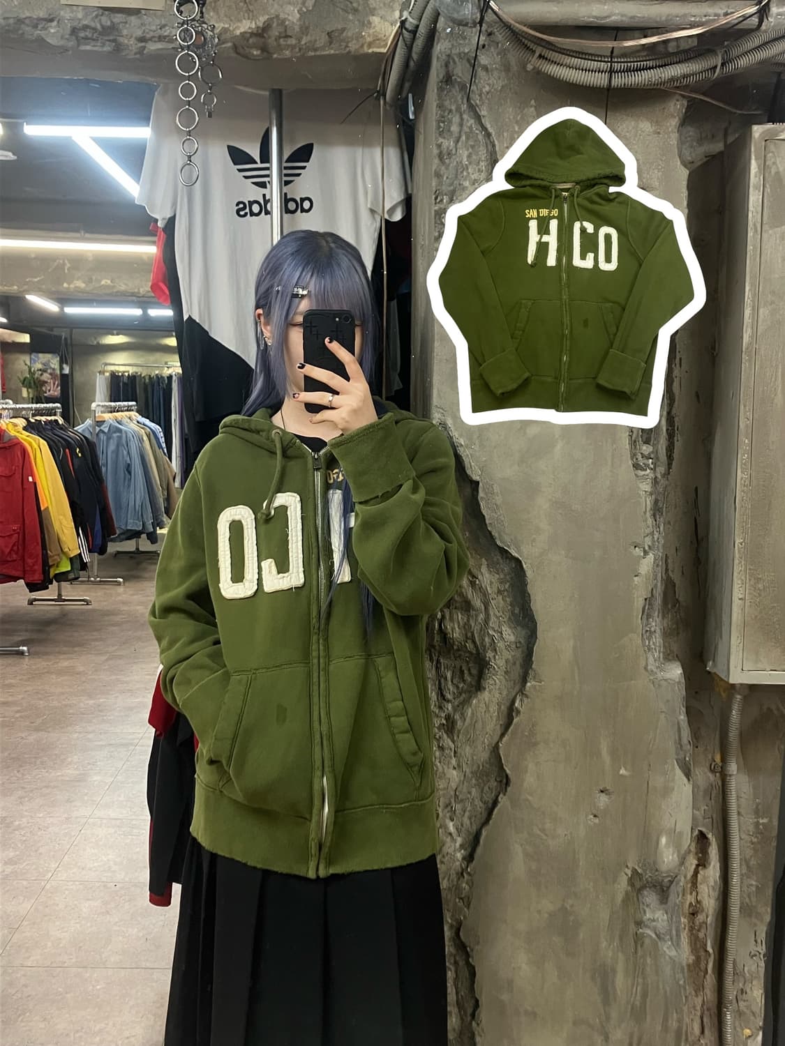 홀리스터 기모 후드집업 그린 XL #csz2329 상품이미지1