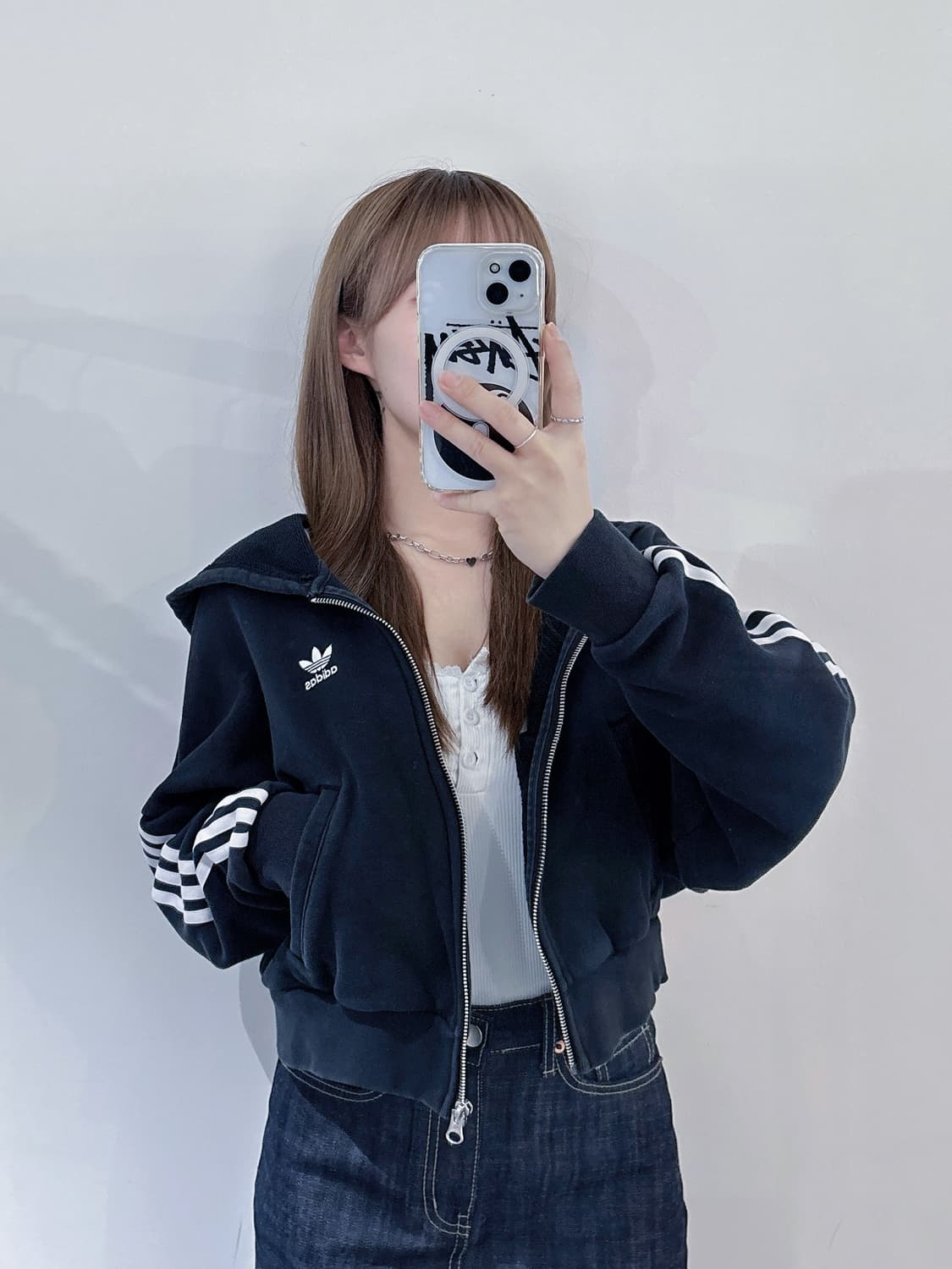 아디다스 크롭 삼선 후드집업 상품이미지2