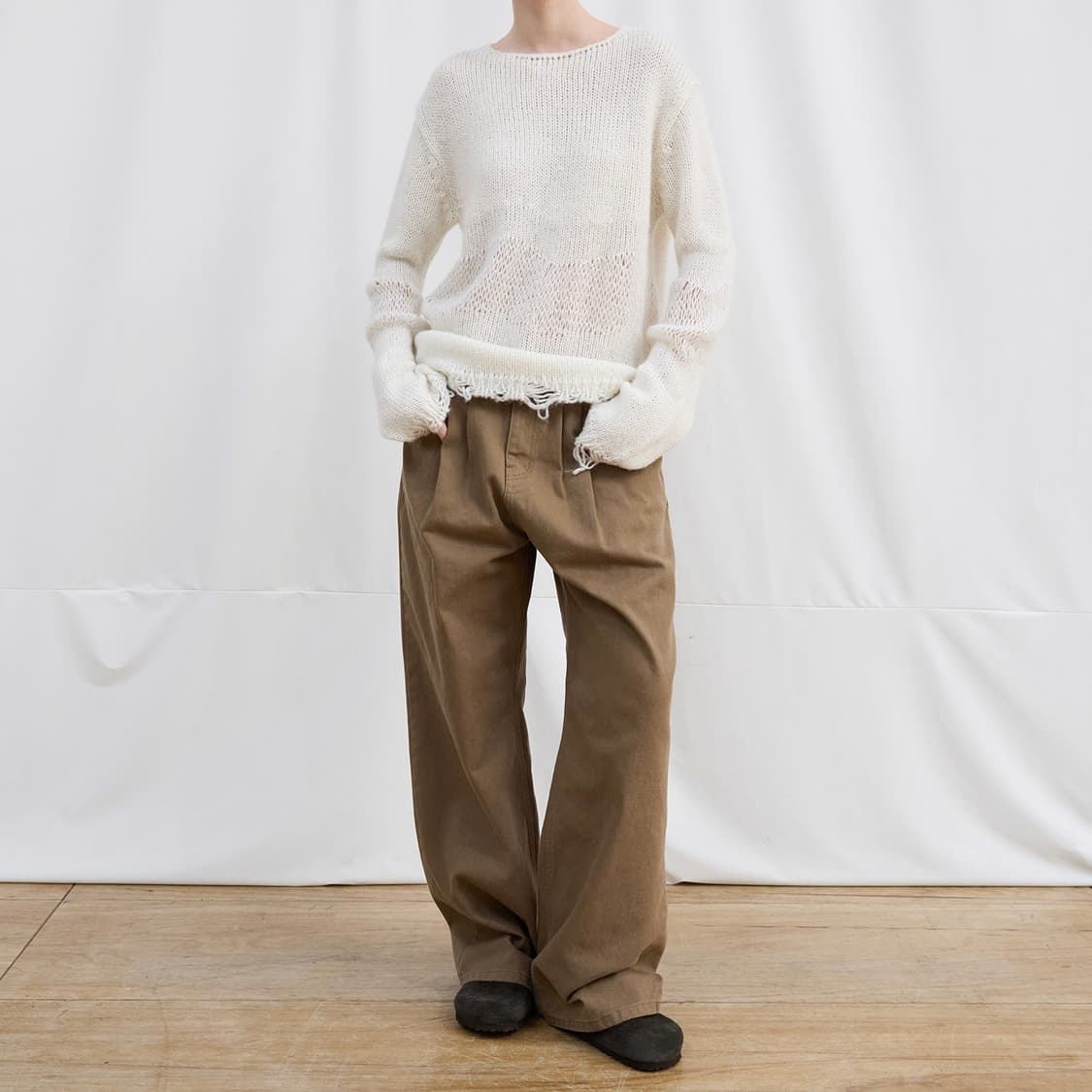 르바) Overdyed Wide Denim - Sugar Brown 상품이미지3