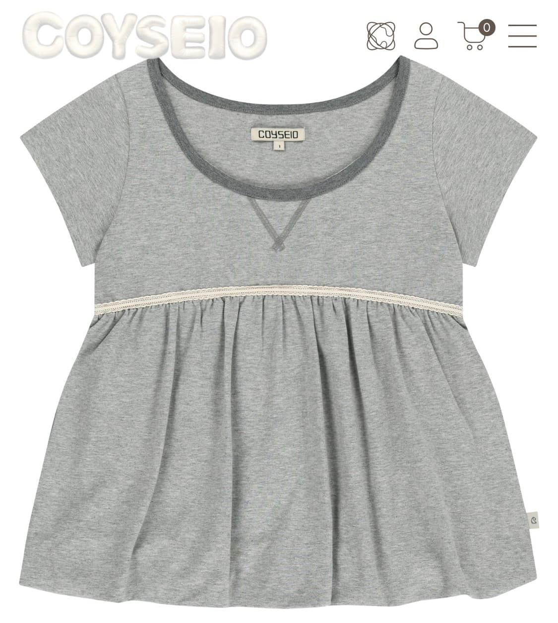 새상품 코이세이오 레이스 벌룬 티셔츠 멜란지그레이 2사이즈 상품이미지1