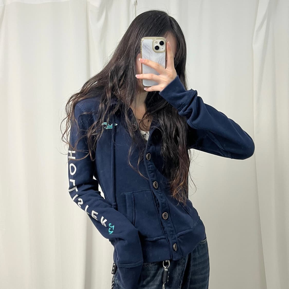 Hollister navy button hoodie 상품이미지2