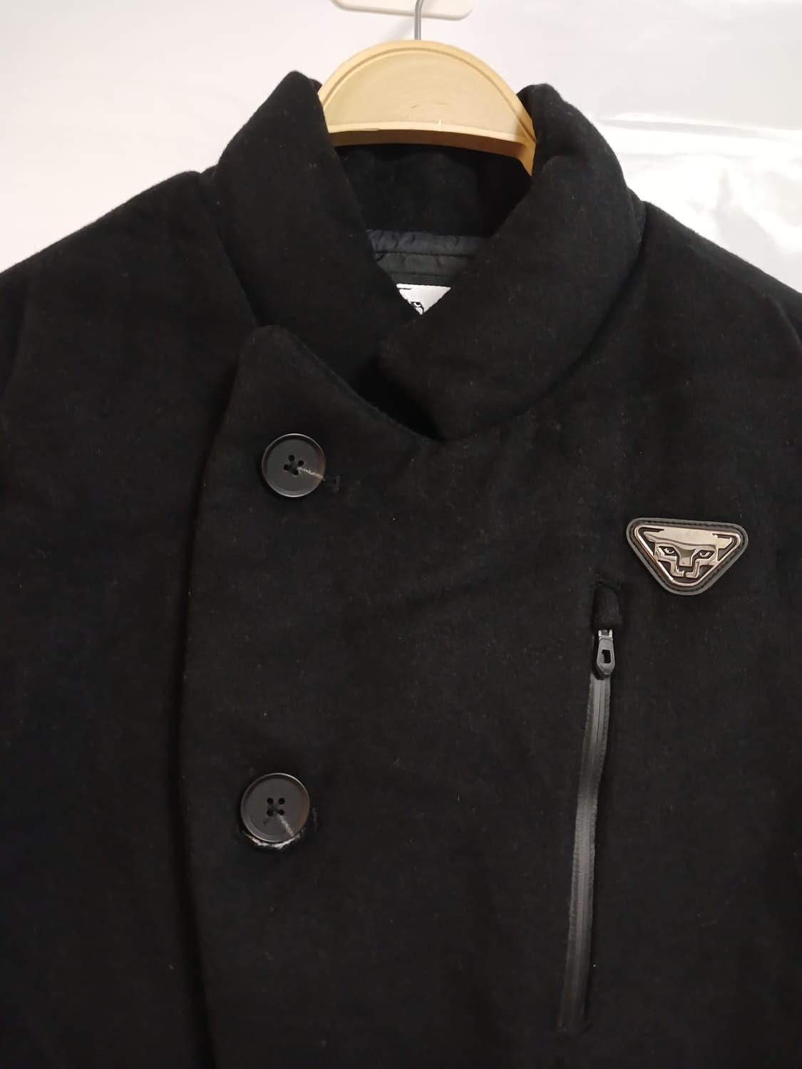 (M,90)다이나핏 모직배색 덕다운 패딩 코트 블랙 상품이미지4