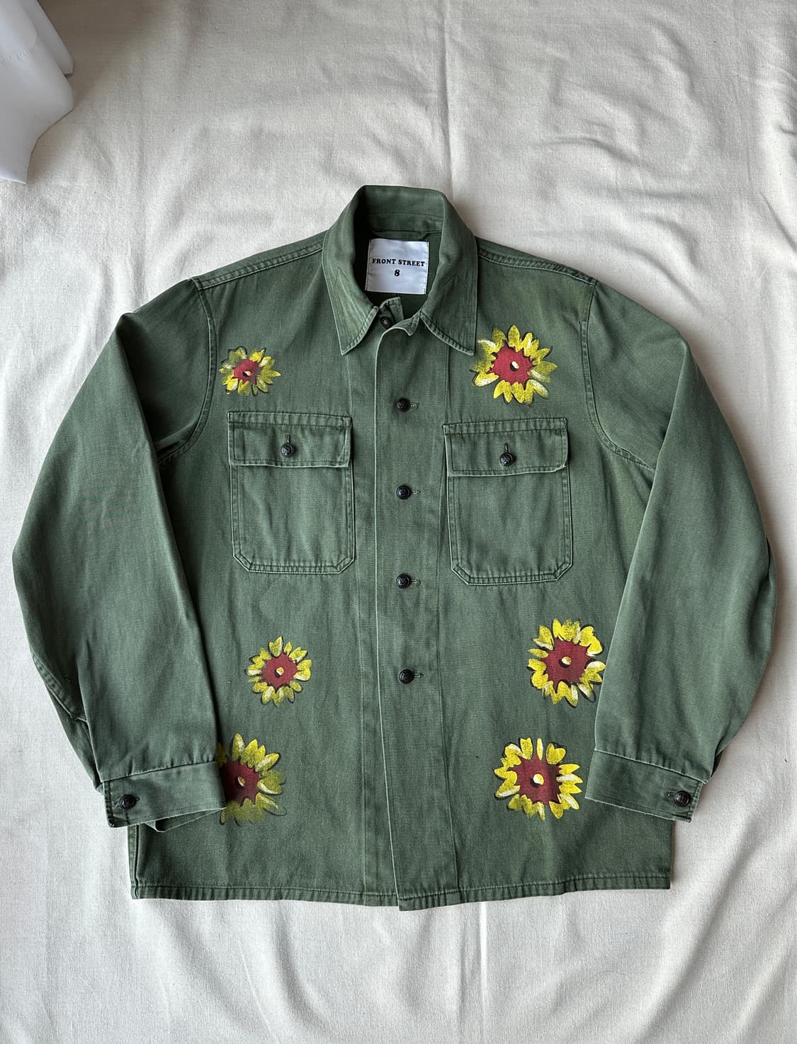 프론트 스트리트 8 플라워 밀리터리 셔츠 100 made in Italy 상품이미지1
