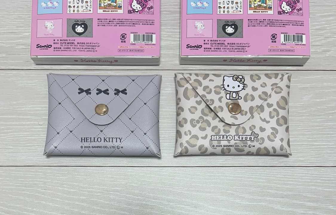 헬로키티 시크릿 레더 파우치 레오파드/모노톤 세트 상품이미지3