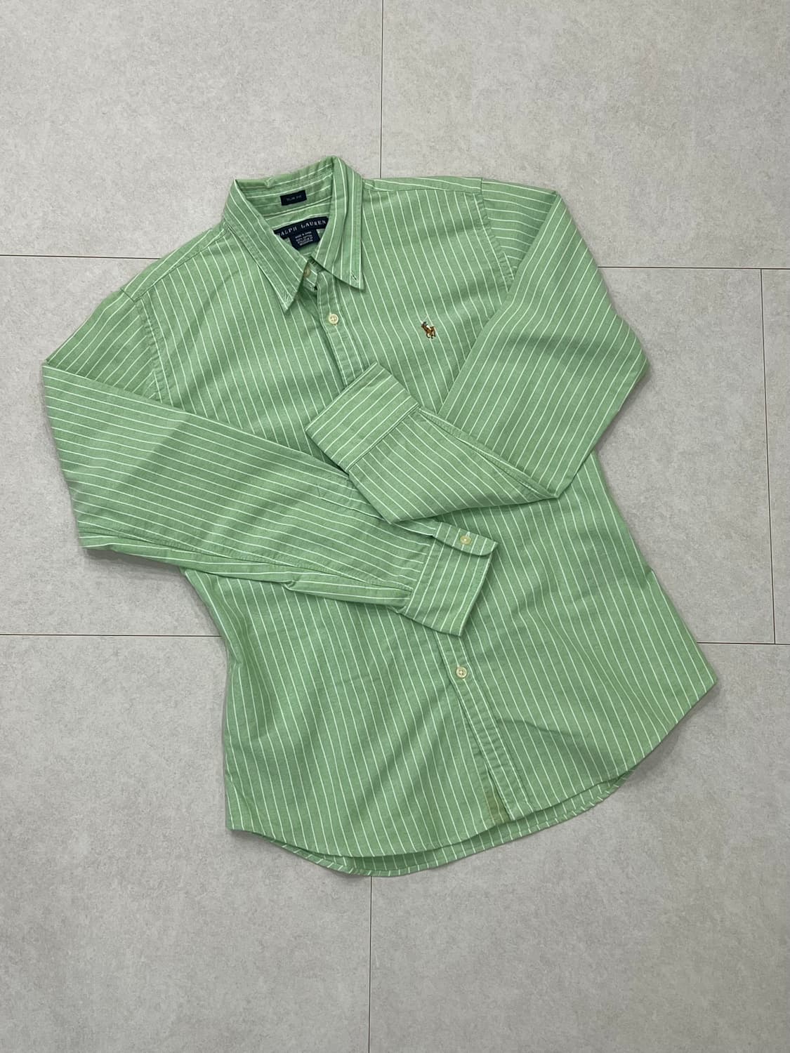 폴로 랄프로렌 멀티 민트 스트라이프 셔츠 (여성 슬림핏) 상품이미지3