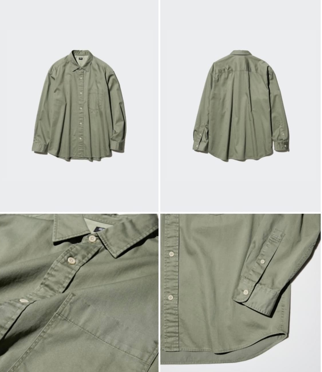 [L] 유니클로 트윌 오버 셔츠 올리브 상품이미지2