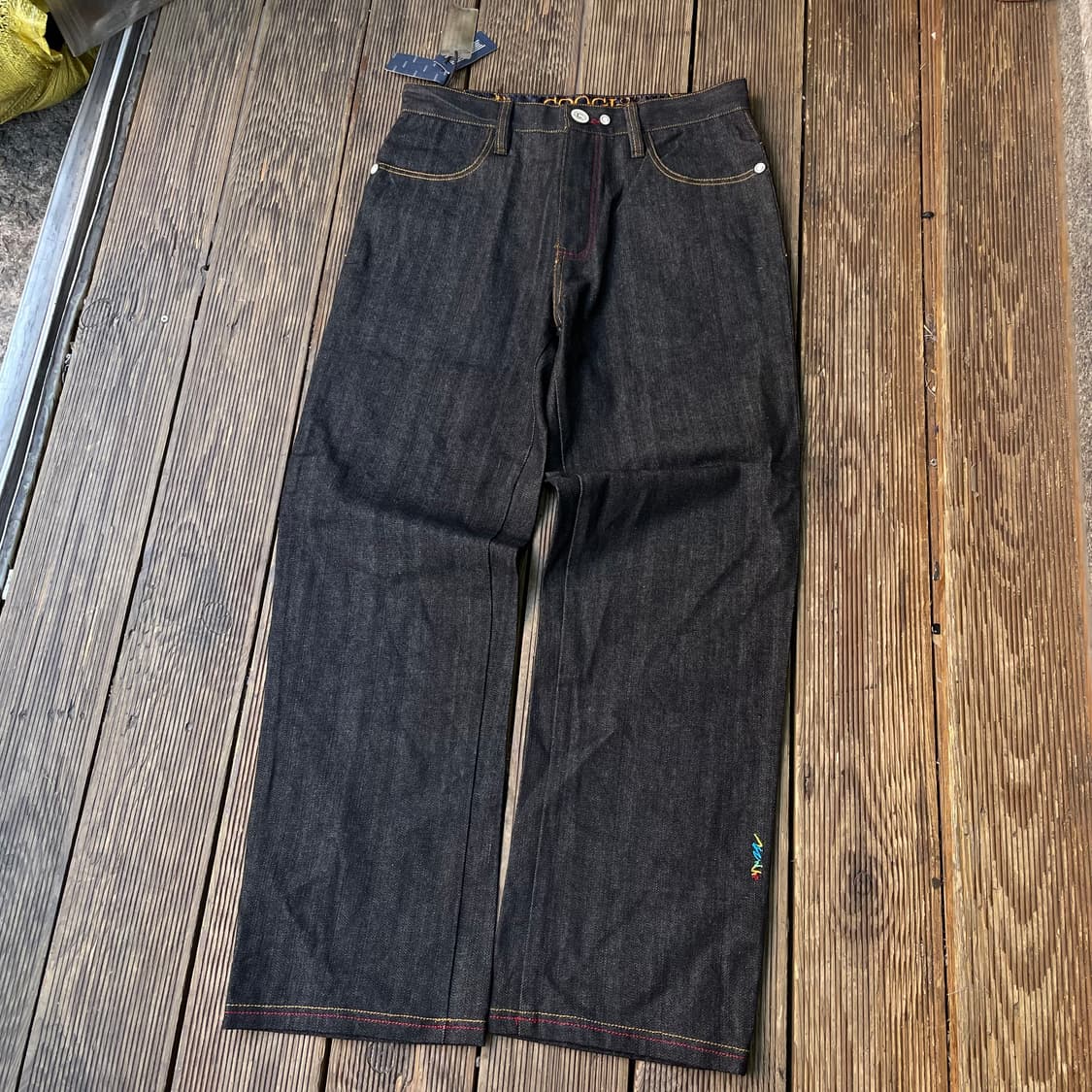 쿠지 자수 흑청 데님팬츠 상품이미지4