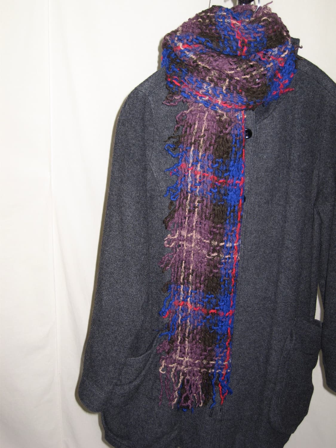 Sunao Kuwahara 그런지 체크 니트 머플러 상품이미지2