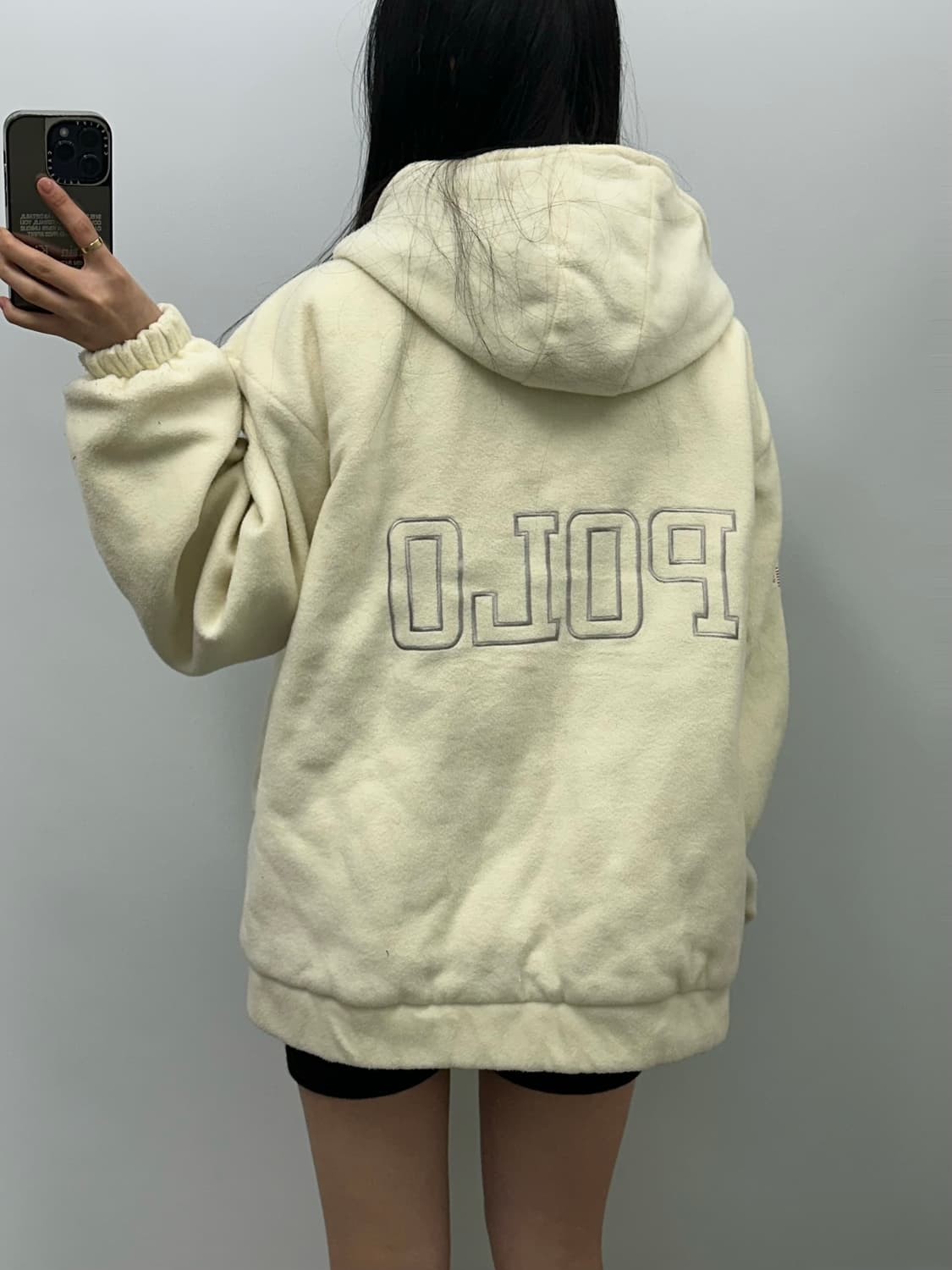 90s 폴로 스포츠 아이보리 후리스 후드집업 점퍼 상품이미지2