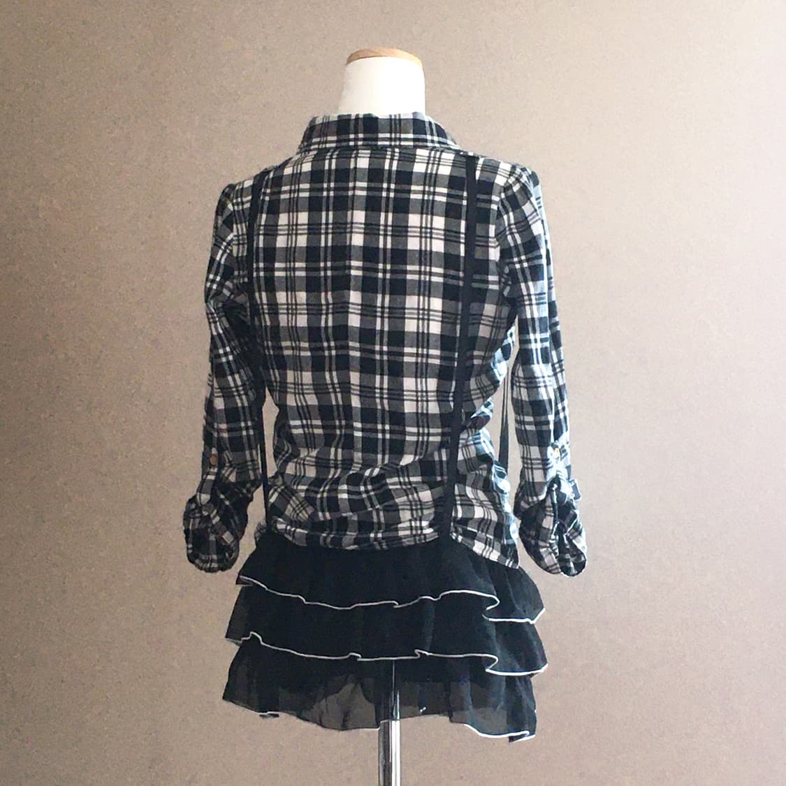 체크 서스펜더 원피스 상품이미지2