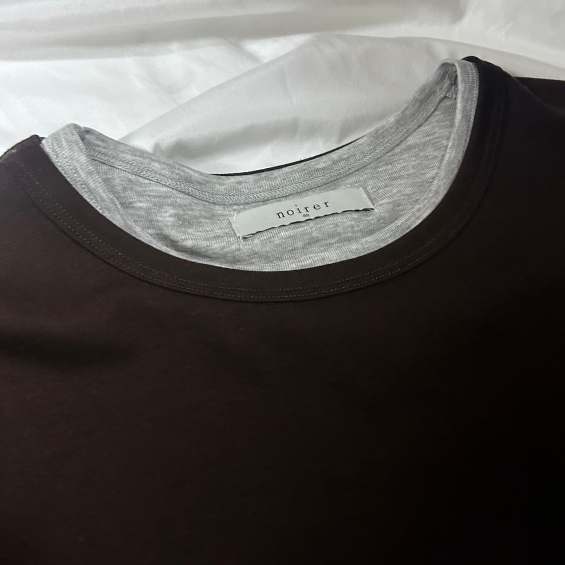 [48] 노이어 레이어드 하프 롱 슬리브 티셔츠 (브라운그레이) 상품이미지3