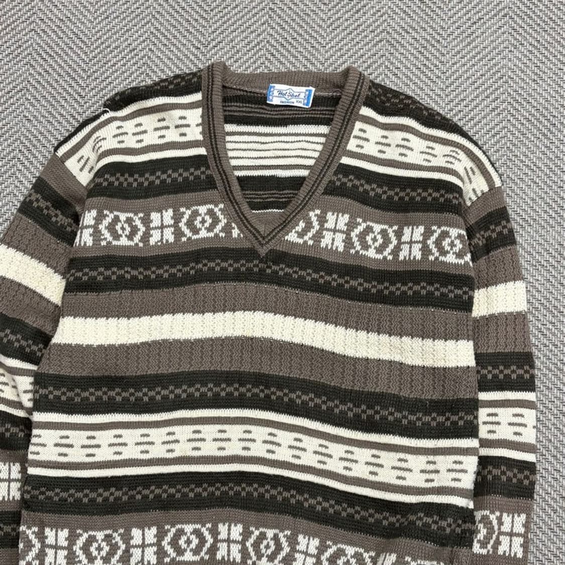 에스닉 패턴 브이넥 니트 v1653 상품이미지3