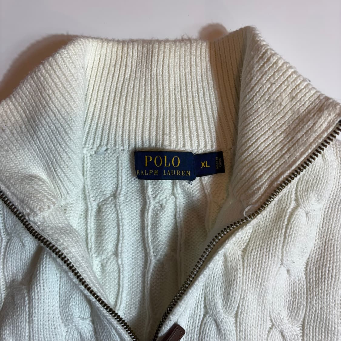 폴로 랄프로렌 화이트 케이블 반집업 니트 상품이미지4