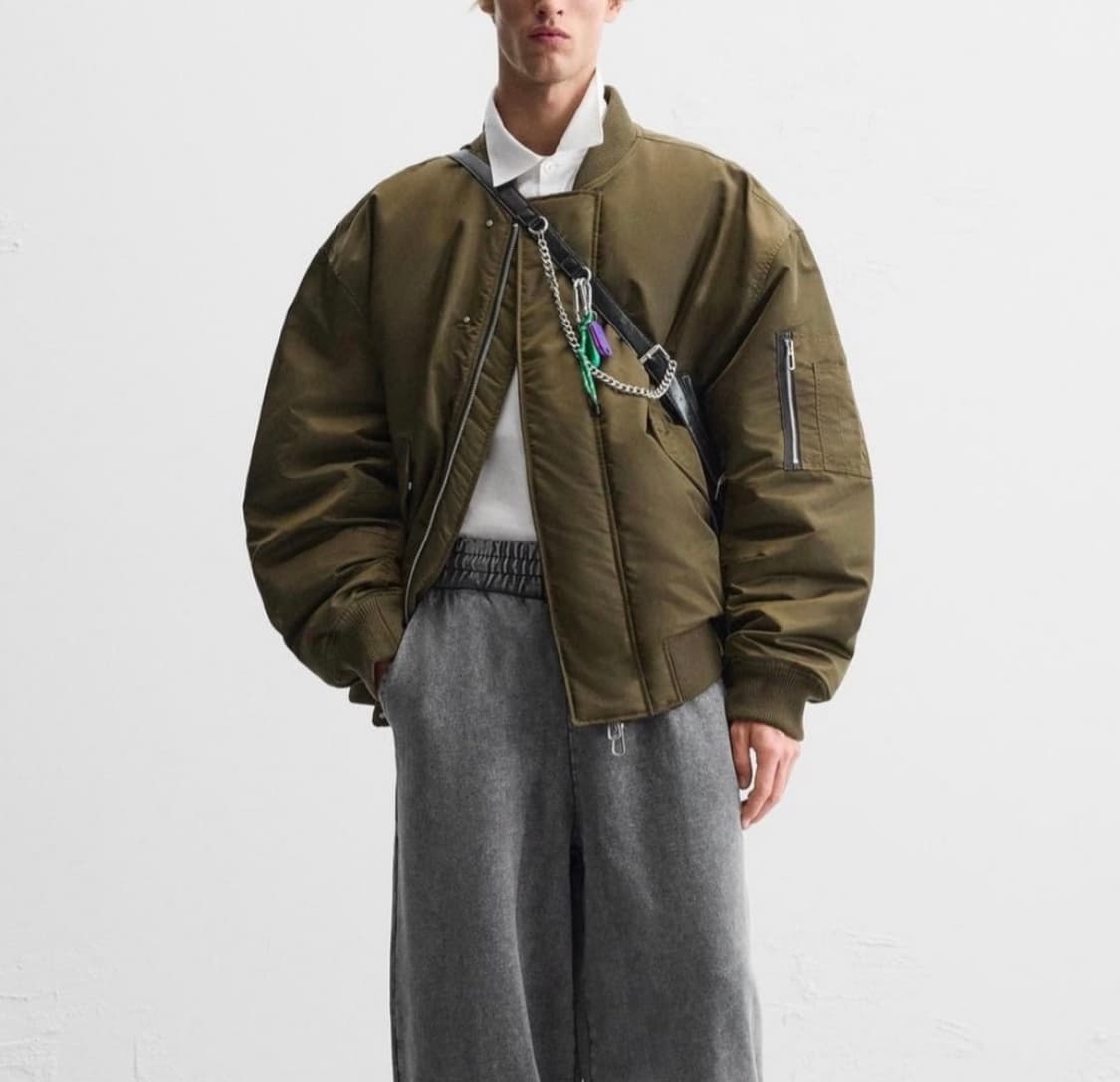 [S] 자라 오버사이즈 핏 봄버 자켓 카키 상품이미지7