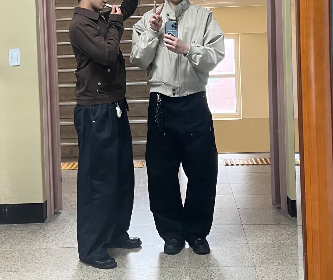 알렌느 레이어드 해링턴 블루종 크림 베이지 상품이미지6