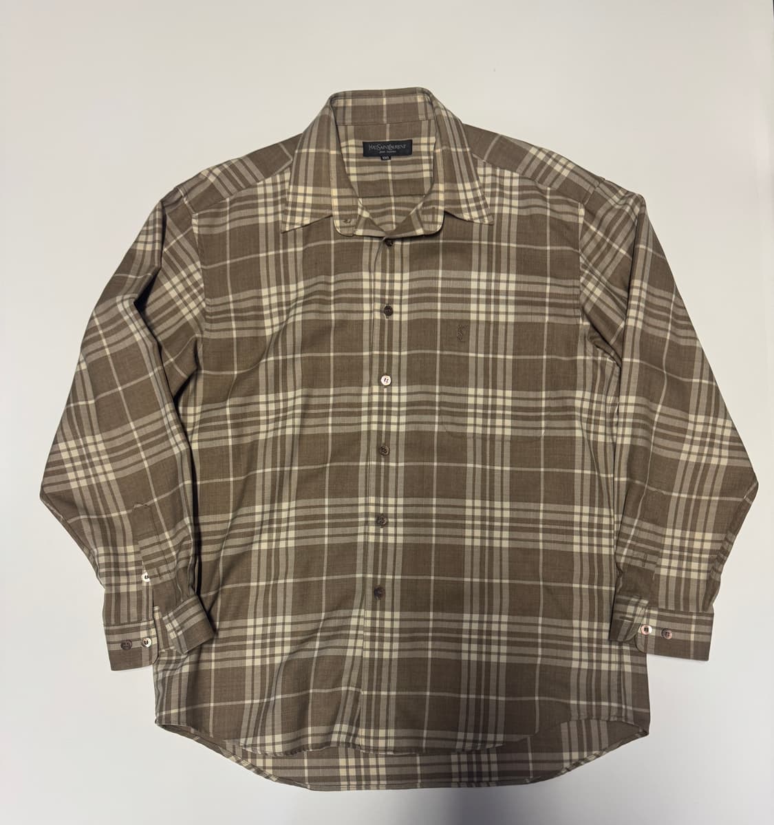 정품!! 입생로랑 YSL 뿌르옴므 클래식 체크 셔츠 L 상품이미지1