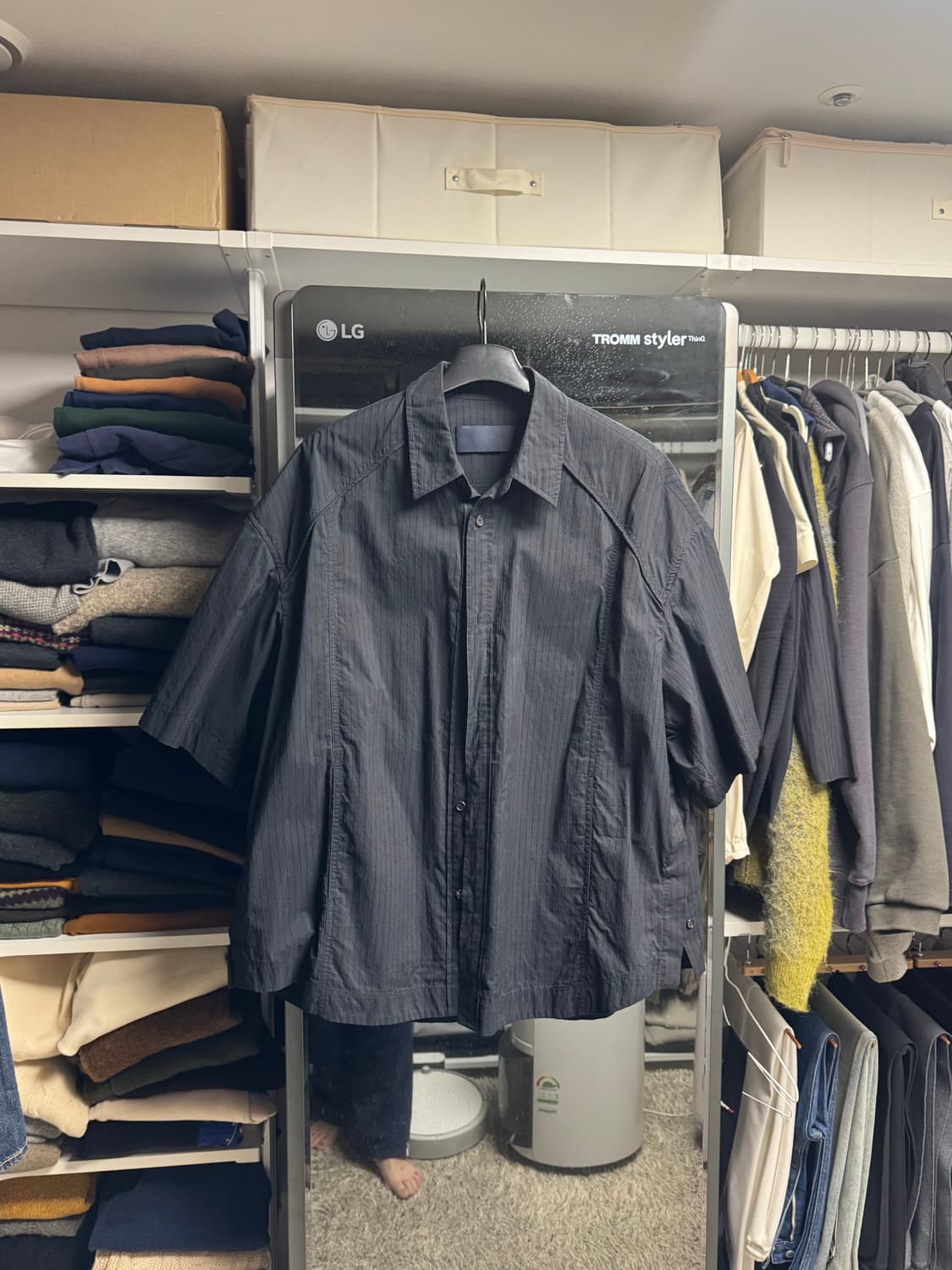 준지 코튼 펜시 스트라이프 숏슬리브 셔츠 48 상품이미지1