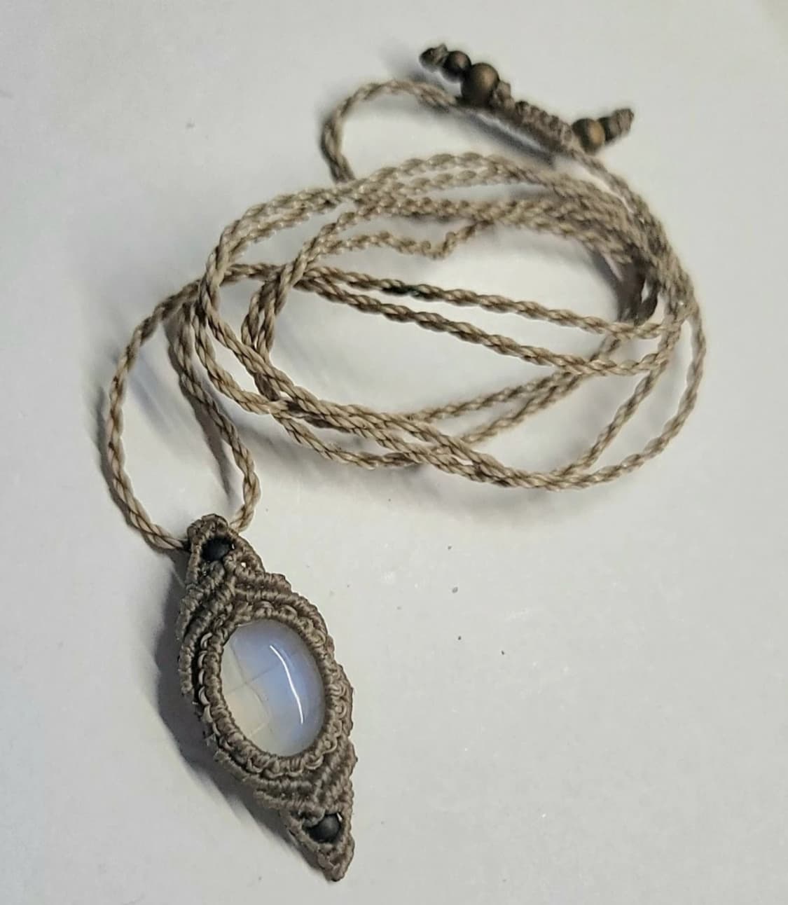 레인보우 문스톤 마크라메 목걸이 홀로그램 네크리스 화이트 상품이미지2