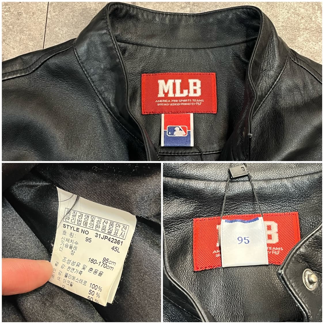 엠엘비 니트 배색 레더 자켓 블랙 95 #csz2298 상품이미지4