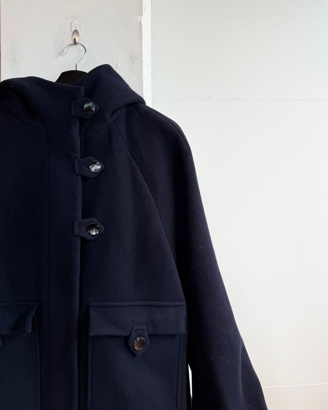 가니 네이비 보일드 울 후드 코트  상품이미지5