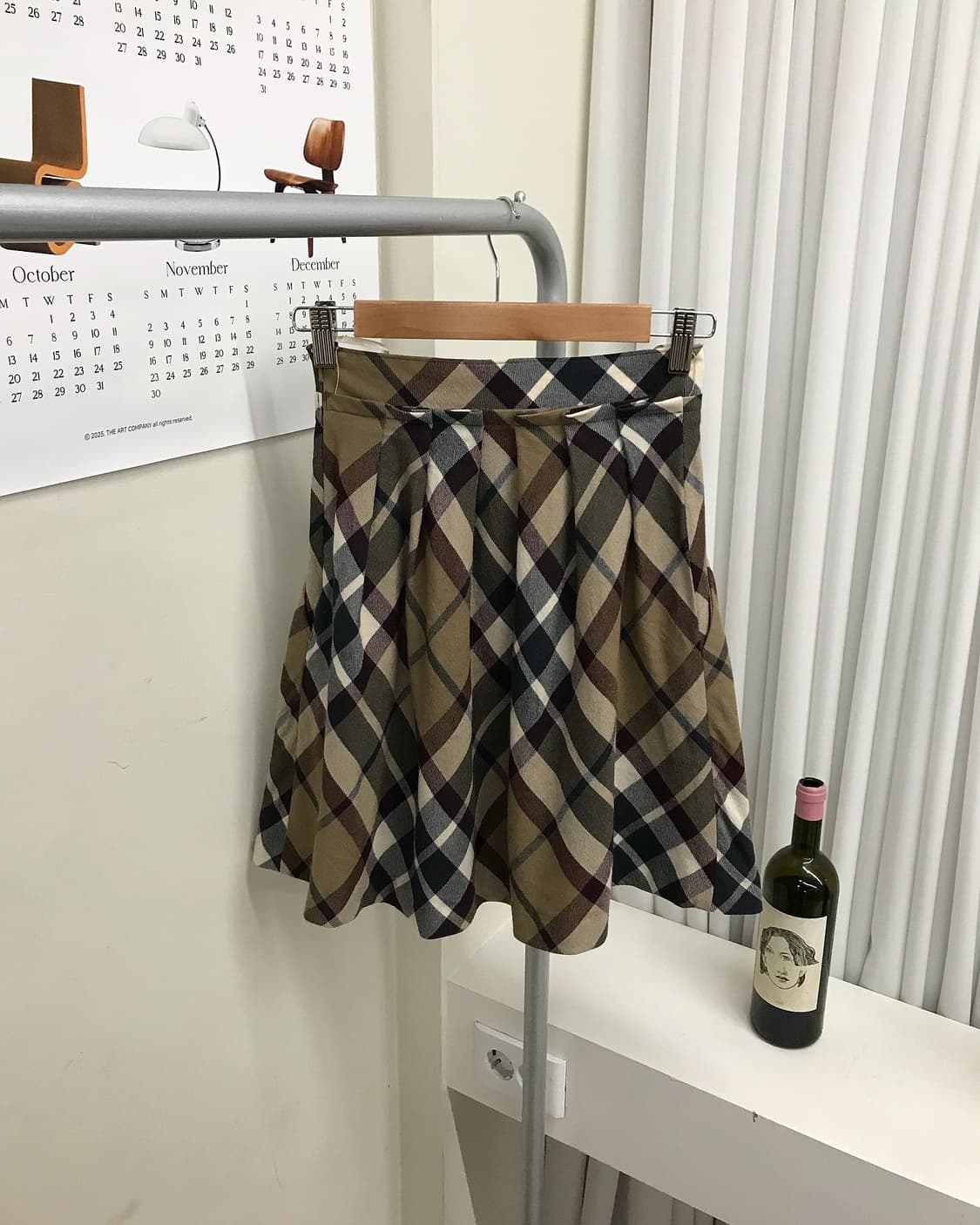 버버리 로고 울 체크 플리츠 스커트 치마 상품이미지4