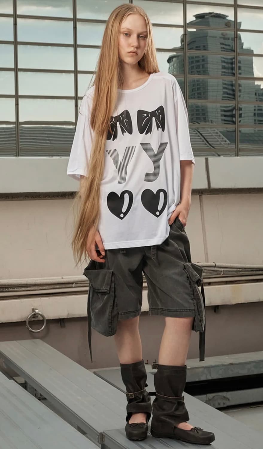 오픈와이와이 RIBBON YY T-SHIRT (WHITE) 상품이미지2