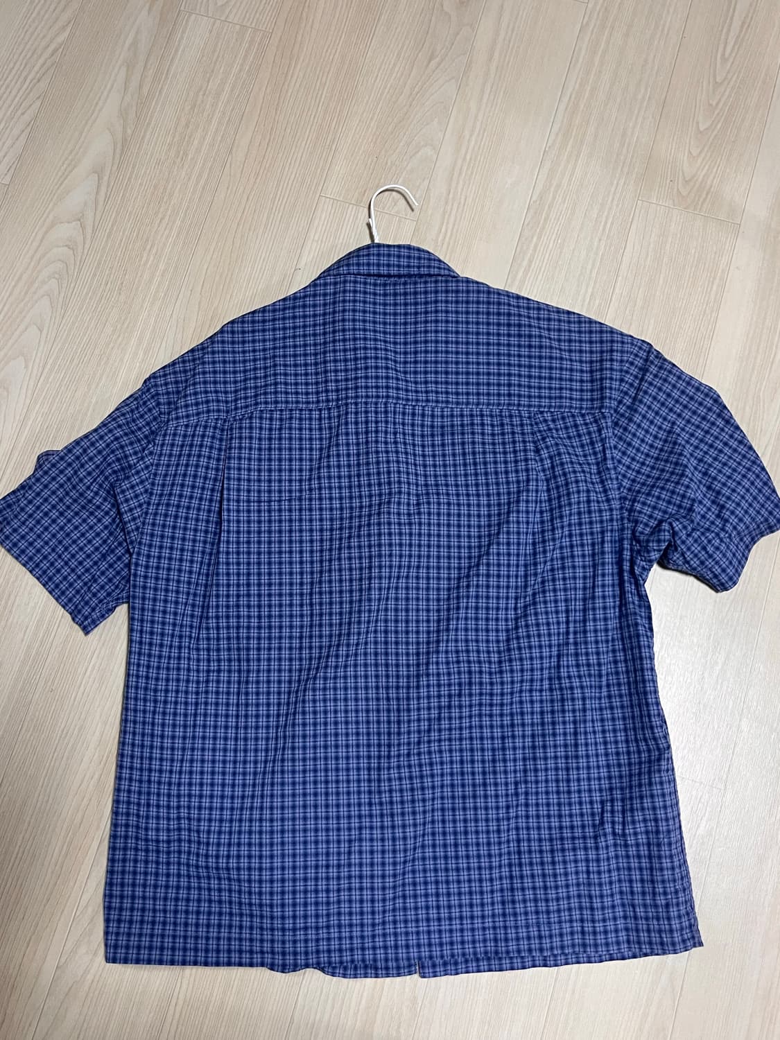 모먼트 워시드 블루체크 하프셔츠 s사이즈 상품이미지4