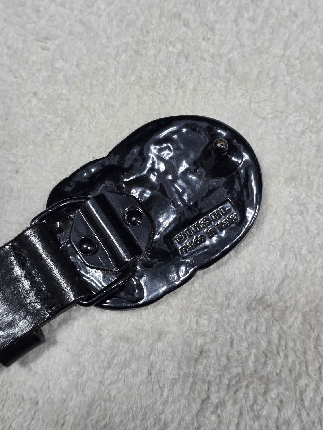 Diesel 디젤 블랙 골드 캔 버클 레더 벨트 상품이미지4