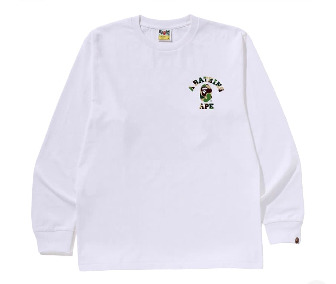 베이프 ABC 카모 컬리지 에어샷 롱슬리브 티셔츠 XL 상품이미지1